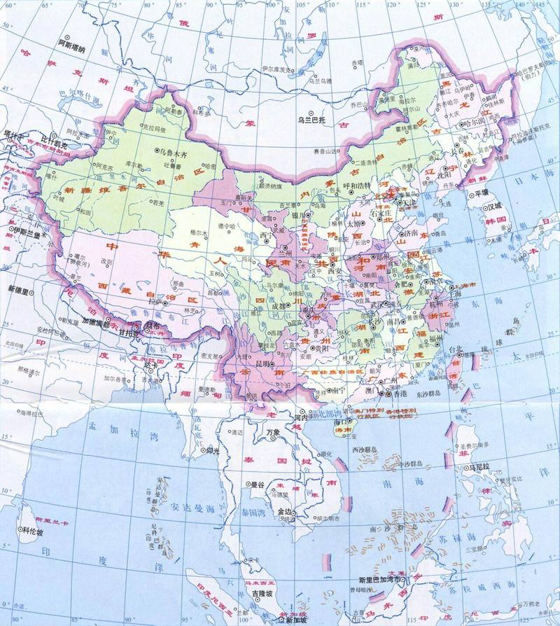中国的经纬度