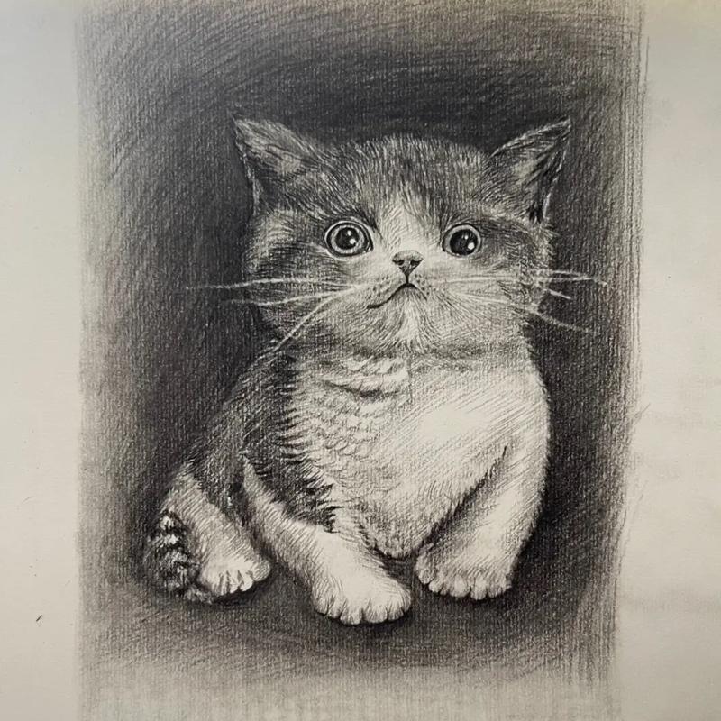 素描画动物猫咪