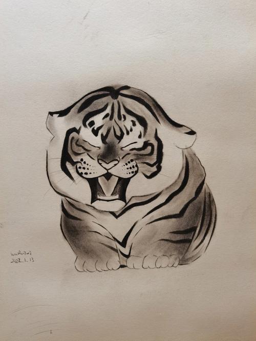 素描画动物老虎